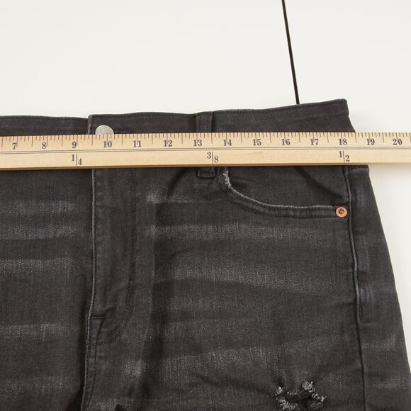 American Eagle Next Level High Rise Shortie Black Denim Jean Short Womens Sz 16 - Picture 3 of 10